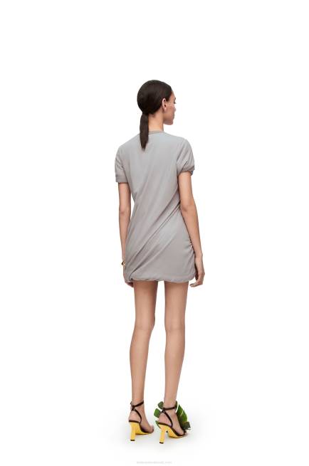 Fog Grey Padded mini dress in stretch silk chiffon Loewe 84PR1086 Women