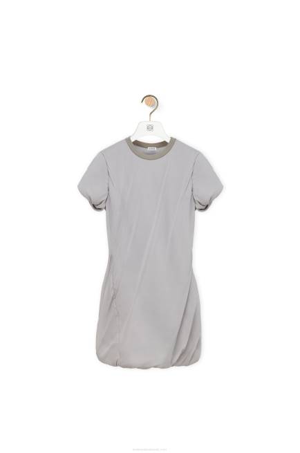 Fog Grey Padded mini dress in stretch silk chiffon Loewe 84PR1086 Women