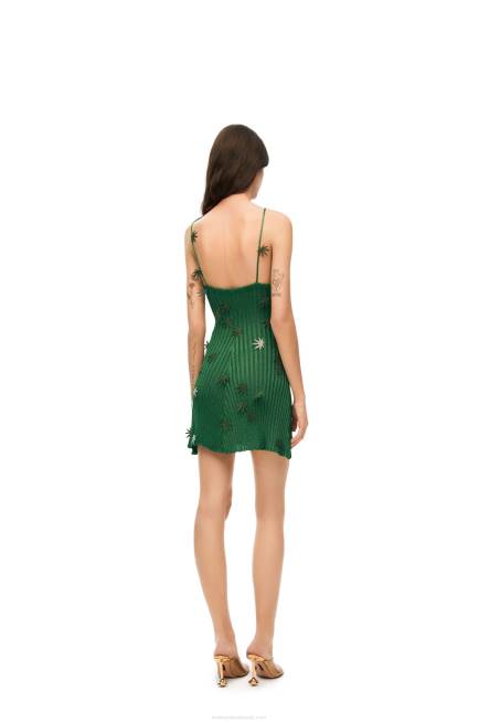 Forest Green Leaf strappy dress in viscose Loewe 84PR1043 Women