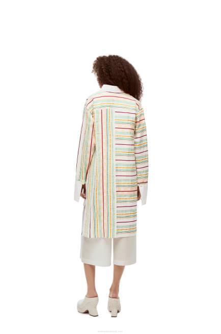 Green/Red Stripe shirt dress in cotton, linen and silk Loewe 84PR1052 Women