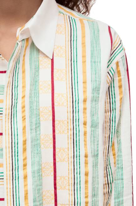 Green/Red Stripe shirt dress in cotton, linen and silk Loewe 84PR1052 Women