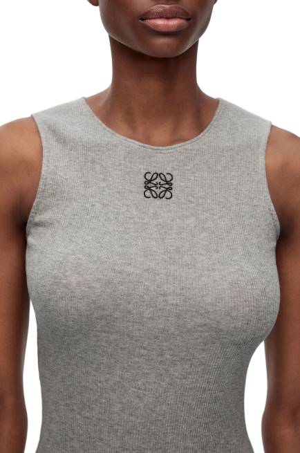 Grey Melange Anagram tank dress in cotton Loewe 84PR1090 Women
