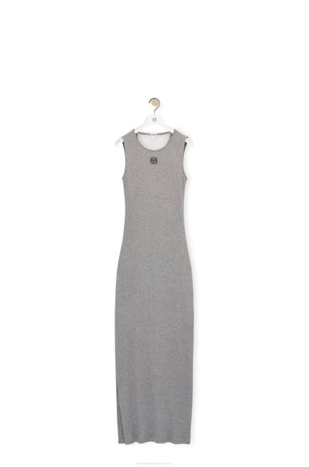 Grey Melange Anagram tank dress in cotton Loewe 84PR1090 Women