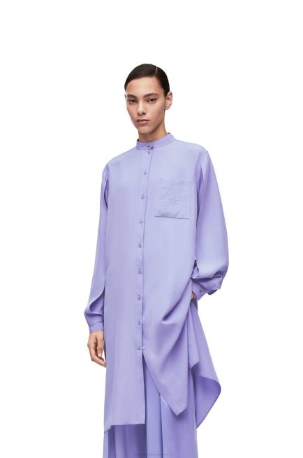 Lilac Anagram tunic dress in silk toile Loewe 84PR1075 Women