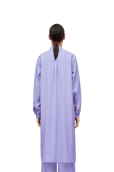 Lilac Anagram tunic dress in silk toile Loewe 84PR1075 Women