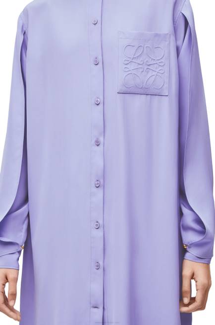 Lilac Anagram tunic dress in silk toile Loewe 84PR1075 Women