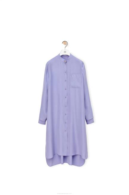 Lilac Anagram tunic dress in silk toile Loewe 84PR1075 Women