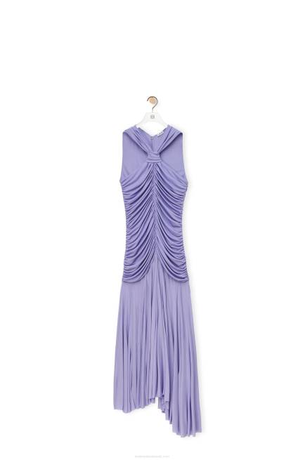 Lilac Draped long dress in crepe jersey Loewe 84PR1069 Women