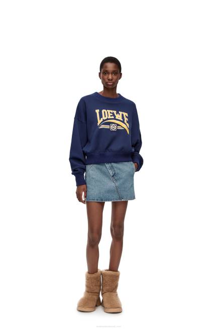 Mid Blue Denim Anagram mini skirt in denim Loewe 84PR1186 Women