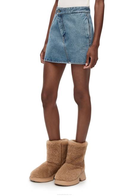 Mid Blue Denim Anagram mini skirt in denim Loewe 84PR1186 Women