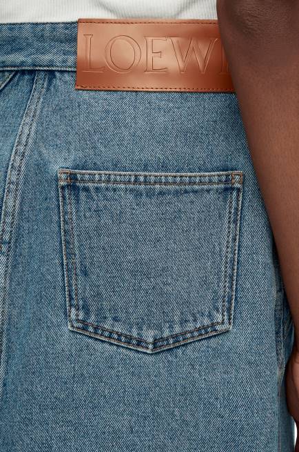 Mid Blue Denim Anagram mini skirt in denim Loewe 84PR1186 Women
