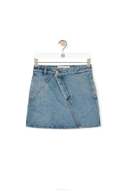 Mid Blue Denim Anagram mini skirt in denim Loewe 84PR1186 Women