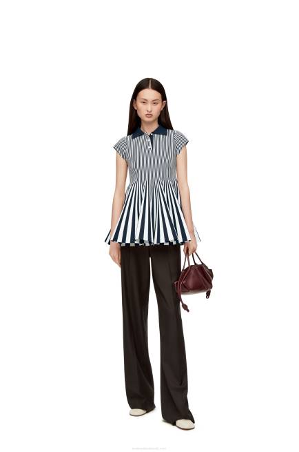 Navy/White Striped mini dress in viscose blend knit Loewe 84PR1063 Women
