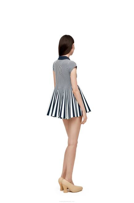Navy/White Striped mini dress in viscose blend knit Loewe 84PR1063 Women