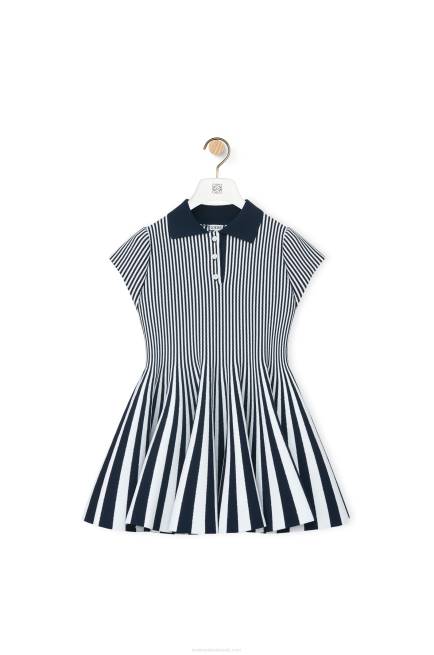 Navy/White Striped mini dress in viscose blend knit Loewe 84PR1063 Women