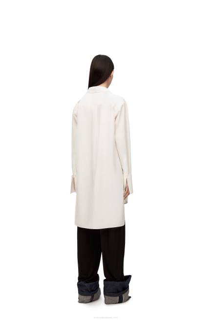 Optic White Deconstructed shirt dress in cotton Loewe 84PR1095 Women