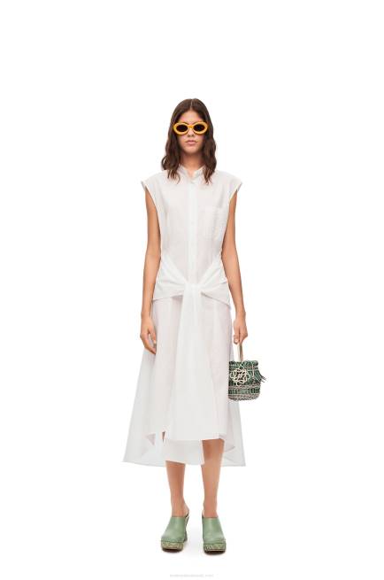 Optic White Knot shirt dress in cotton Loewe 84PR1049 Women