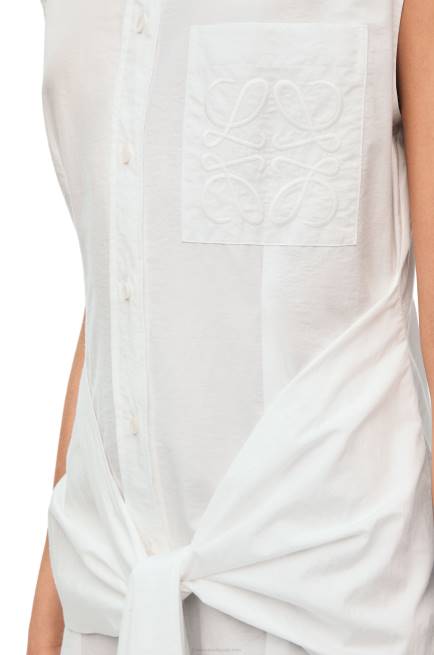 Optic White Knot shirt dress in cotton Loewe 84PR1049 Women