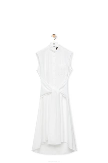 Optic White Knot shirt dress in cotton Loewe 84PR1049 Women