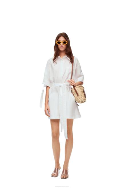 Optic White Workwear mini dress in cotton Loewe 84PR1053 Women