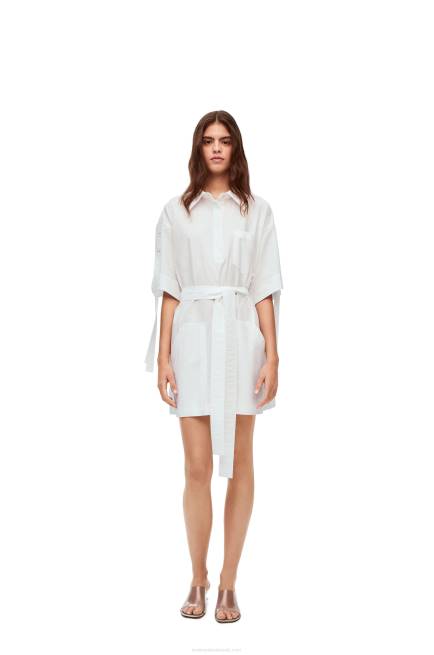 Optic White Workwear mini dress in cotton Loewe 84PR1053 Women