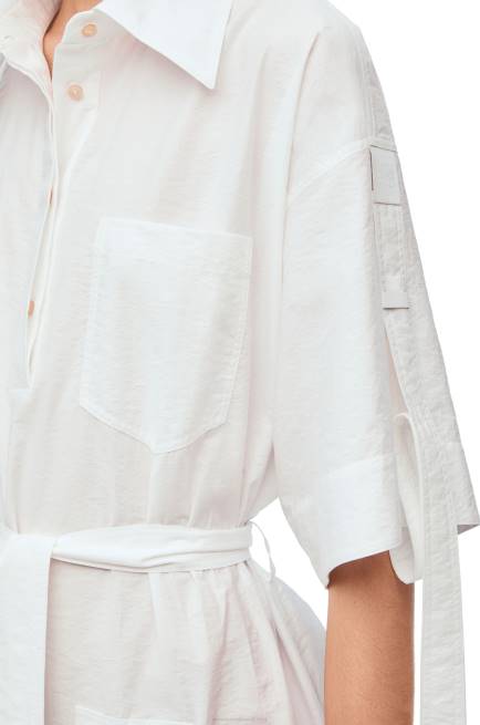 Optic White Workwear mini dress in cotton Loewe 84PR1053 Women