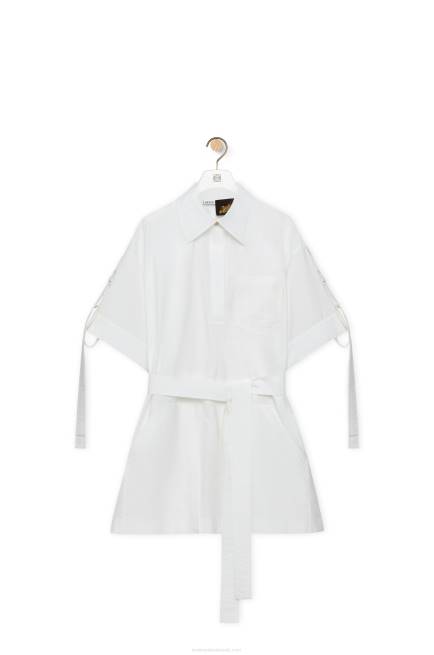 Optic White Workwear mini dress in cotton Loewe 84PR1053 Women
