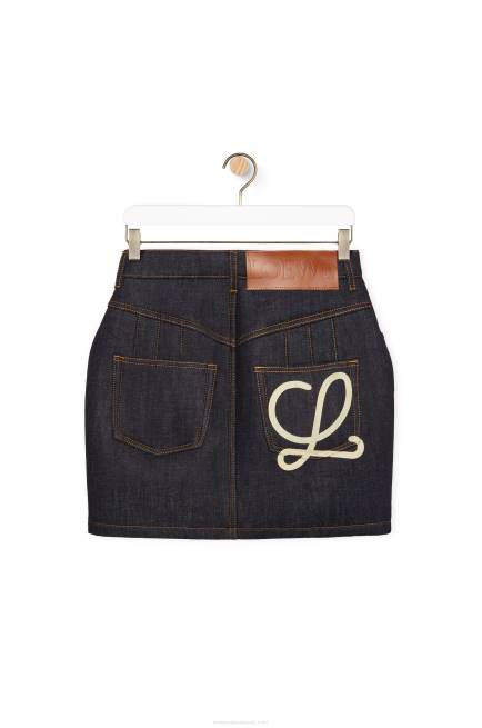 Raw Denim Curved mini skirt in denim Loewe 84PR1184 Women