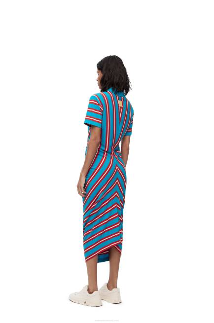 Red/Blue Stripe polo dress in cotton Loewe 84PR1102 Women