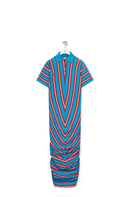 Red/Blue Stripe polo dress in cotton Loewe 84PR1102 Women