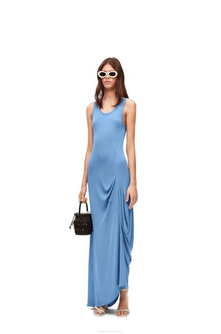 Sky Blue Asymmetric tank dress in viscose Loewe 84PR1048 Women
