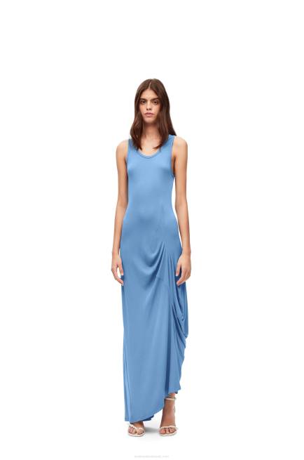 Sky Blue Asymmetric tank dress in viscose Loewe 84PR1048 Women