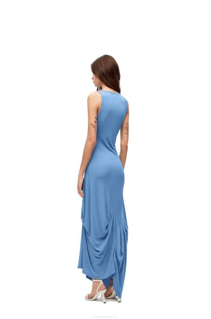 Sky Blue Asymmetric tank dress in viscose Loewe 84PR1048 Women