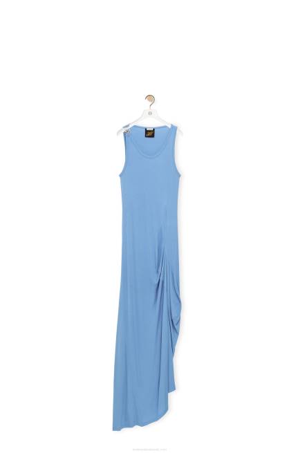 Sky Blue Asymmetric tank dress in viscose Loewe 84PR1048 Women