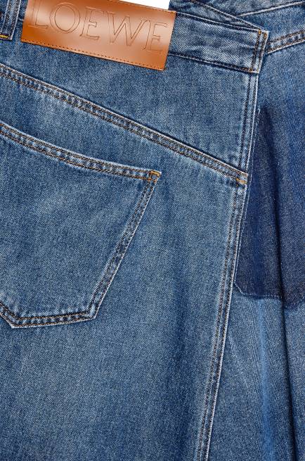 Sporty Blue Deconstructed midi skirt in denim Loewe 84PR1188 Women