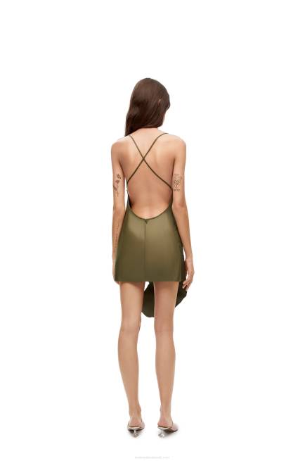 Tea Green Leaf intarsia dress in nappa Loewe 84PR1039 Women