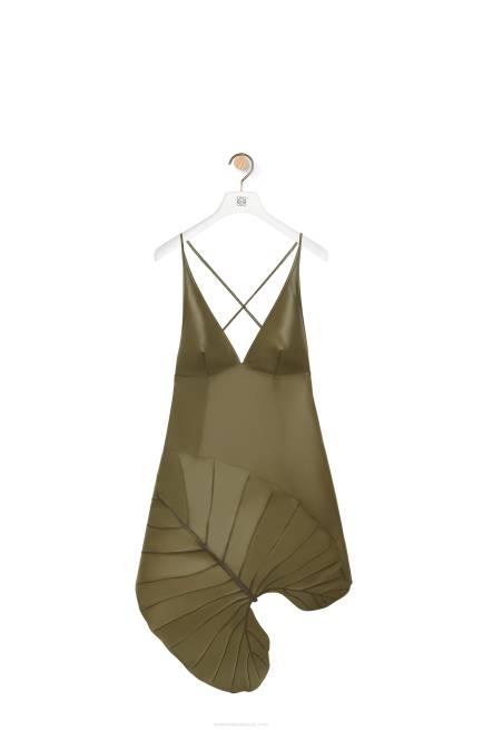 Tea Green Leaf intarsia dress in nappa Loewe 84PR1039 Women