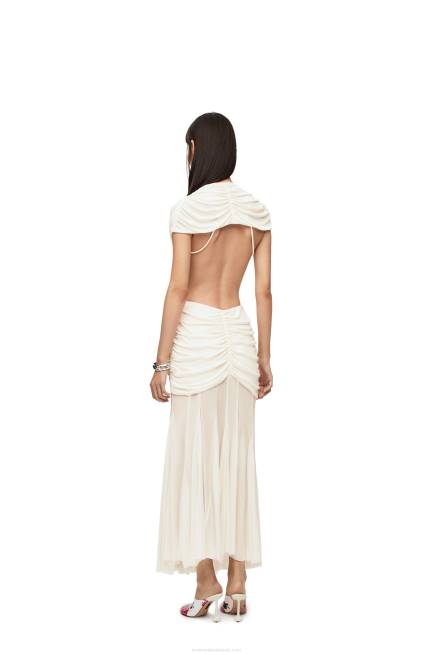 White Draped bow dress in crepe jersey Loewe 84PR1077 Women