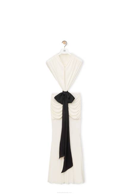 White Draped bow dress in crepe jersey Loewe 84PR1077 Women