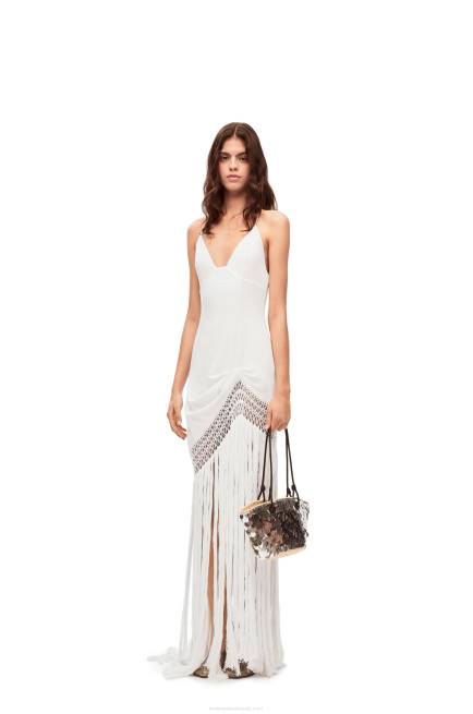 White Fringe dress in cotton Loewe 84PR1051 Women