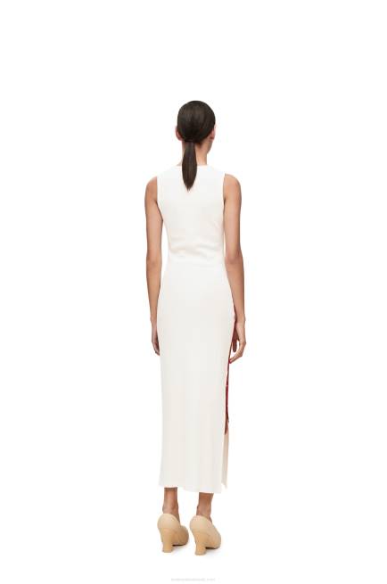 White/Red Anthurium tank dress in ribbed cotton jersey Loewe 84PR1072 Women