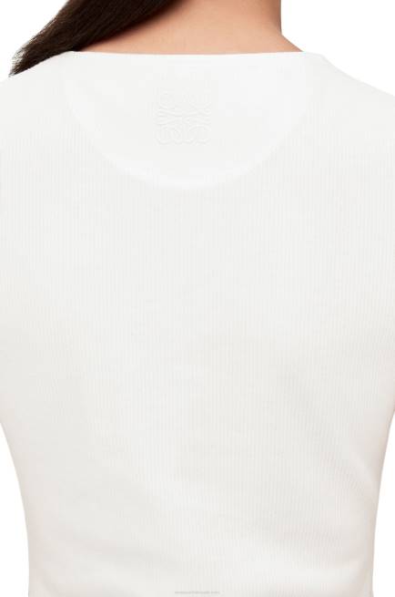 White/Red Anthurium tank dress in ribbed cotton jersey Loewe 84PR1072 Women