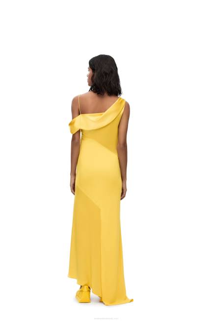 Yellow Asymmetric dress in satin and crepe Loewe 84PR1097 Women