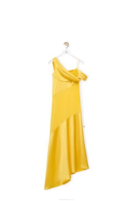 Yellow Asymmetric dress in satin and crepe Loewe 84PR1097 Women