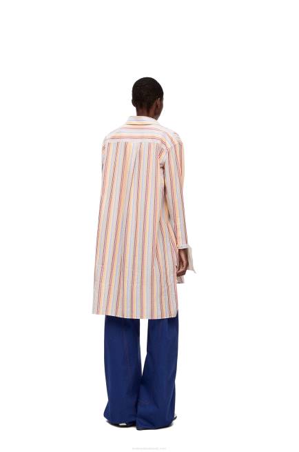 Yellow/Blue/Orange Stripe deconstructed shirt dress in cotton Loewe 84PR1096 Women
