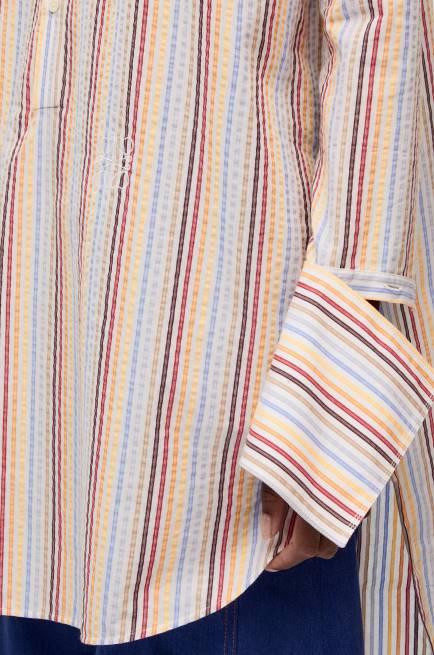 Yellow/Blue/Orange Stripe deconstructed shirt dress in cotton Loewe 84PR1096 Women