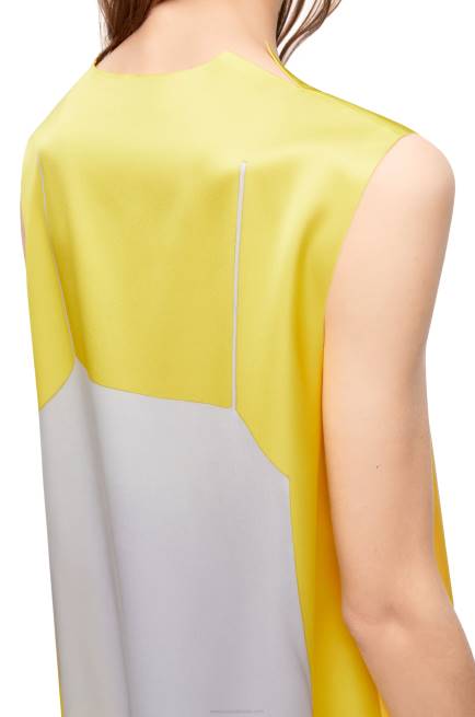 Yellow/Grey A-line dress in technical satin Loewe 84PR1033 Women