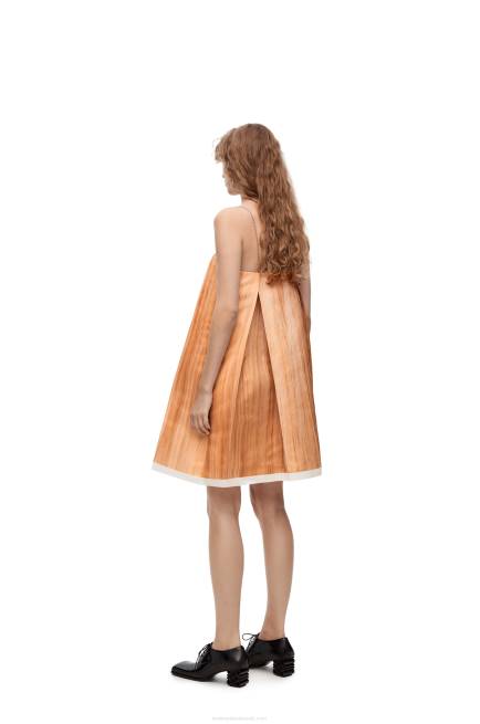 Yellow/Multicolour Face print strappy dress in technical duchesse satin Loewe 84PR1089 Women