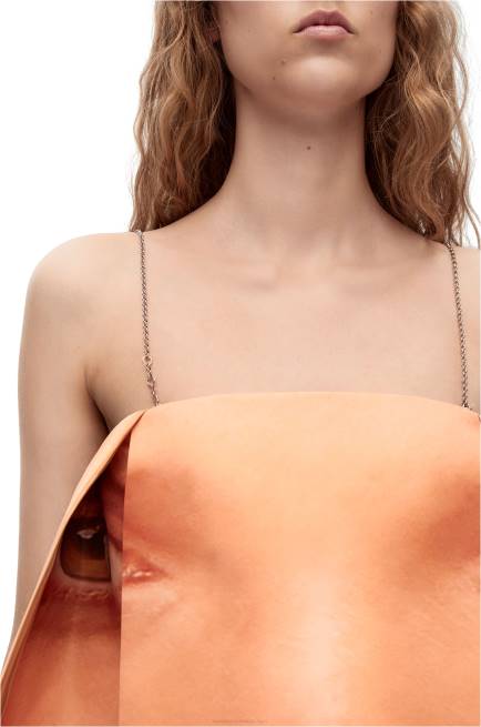 Yellow/Multicolour Face print strappy dress in technical duchesse satin Loewe 84PR1089 Women