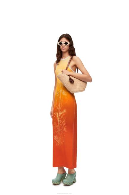 Yellow/Orange Fennel tank dress in cotton Loewe 84PR1041 Women